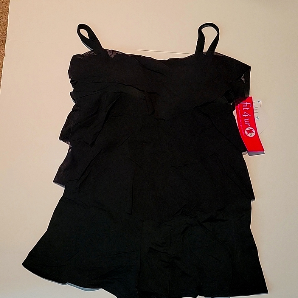 Fit 4 U black one piece boy short swimsuit 26W New With Tags!